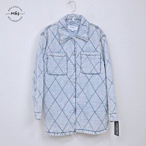 NWT Marc‎ New York Jeans Quilted Acid Wash Oversized Denim Shacket Blue Women M
